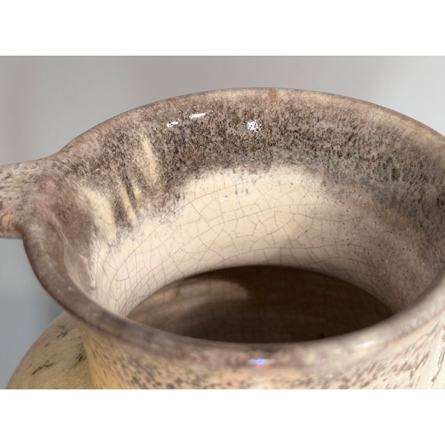 Bauhaus Handmade Beige-Yellow Crackle Glazed Ceramic Art Jug by Richard Uhlemeyer, Germany, 1970s For Sale - Image 3 of 18