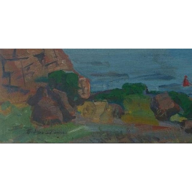 1970s 1970s River Painting Landscape Antique Oil Painting Original Soviet Art Ukrainian Artist 40-82 For Sale - Image 5 of 6