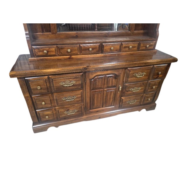 Late 20th Century Rustic Southwestern-Style Wood Dresser With Mirror Hutch For Sale - Image 6 of 7