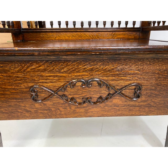 Antique Oak Hall Tree / Coat Rack Chairish