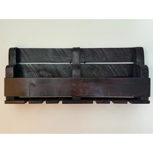 1980s Rustic Wooden Handmade Wine Bottle Holder For Sale - Image 11 of 11