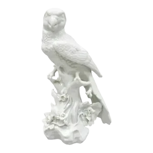 Early 20th Century White Porcelain Parrot Figure Statue