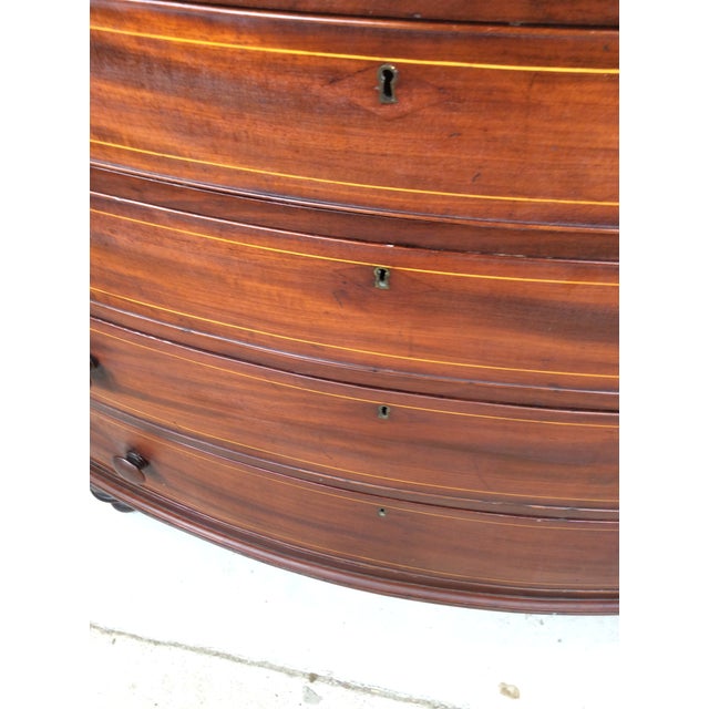 Mid-Atlantic Chippendale Inlaid Mahogany Bow Front Chest of Drawers For Sale - Image 12 of 17