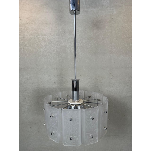 Vintage Pendant Lamp in Glass & Chrome, 1970s For Sale - Image 4 of 12