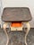Swedish Faux Porphyry Top Side Table + Drawer, Vintage For Sale - Image 9 of 12