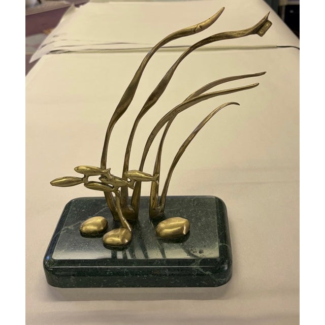 Mid-Century Modern Mid Century Brass Sculpture With Marble Base - Attributed to Bijan For Sale - Image 3 of 10