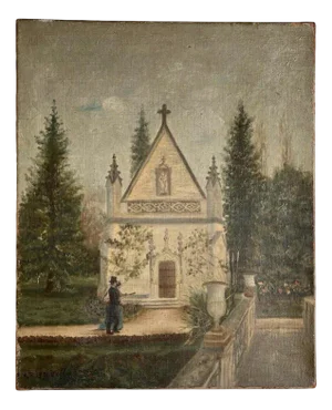 Gaston Villechanaux, Walk in a Park, Oil on Canvas, 1890s