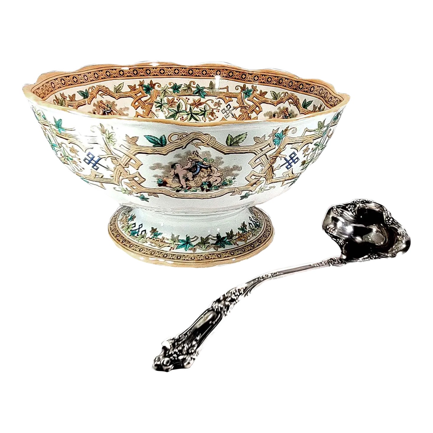 19th Century Furnivals Ironstone Punchbowl and 1835 R Wallace Punch