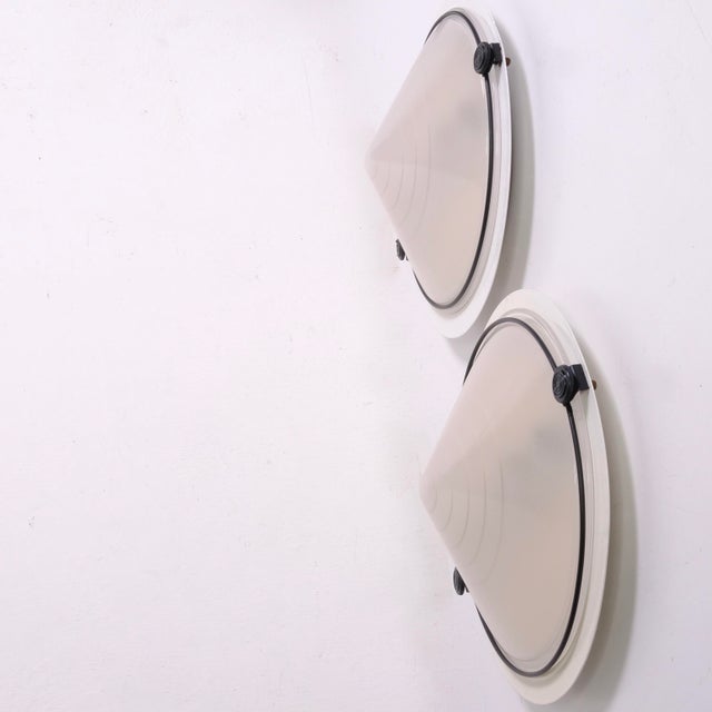 Glass and Metal Wall Lamps, 1980s, Set of 2 For Sale - Image 3 of 18