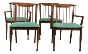 Attributed United Furniture Vintage Mid Century Modern Set of 4 Dining Chairs C. 1960s