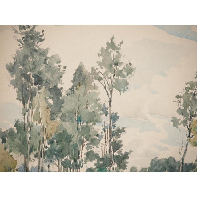 René Leverd, Fields at Rest, Watercolor For Sale - Image 6 of 7