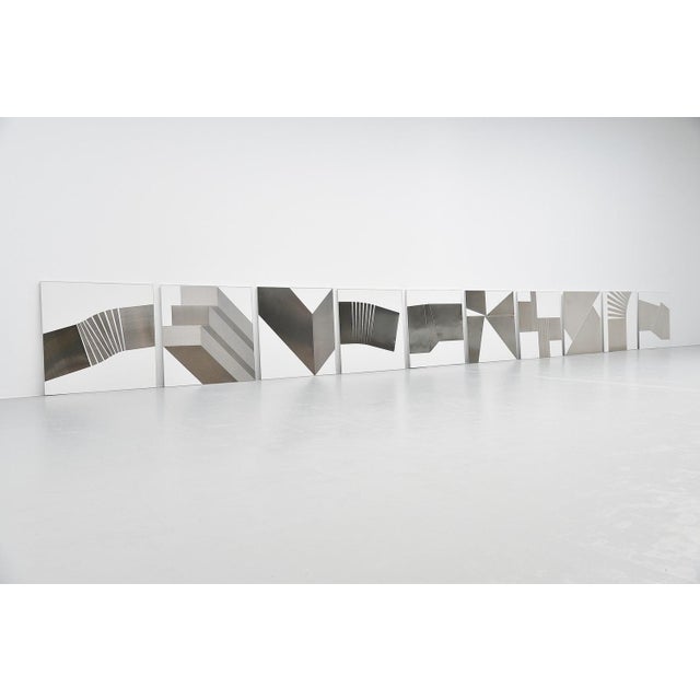 White Abstract Wall Artwork Triangles attributed to Rudolf Wolf, 1972 For Sale - Image 8 of 9