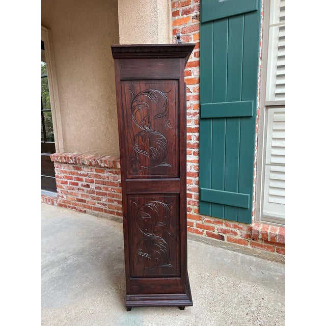 Antique French Breton Cabinet Armoire Carved Crown Brittany Wardrobe C1890 For Sale - Image 17 of 18