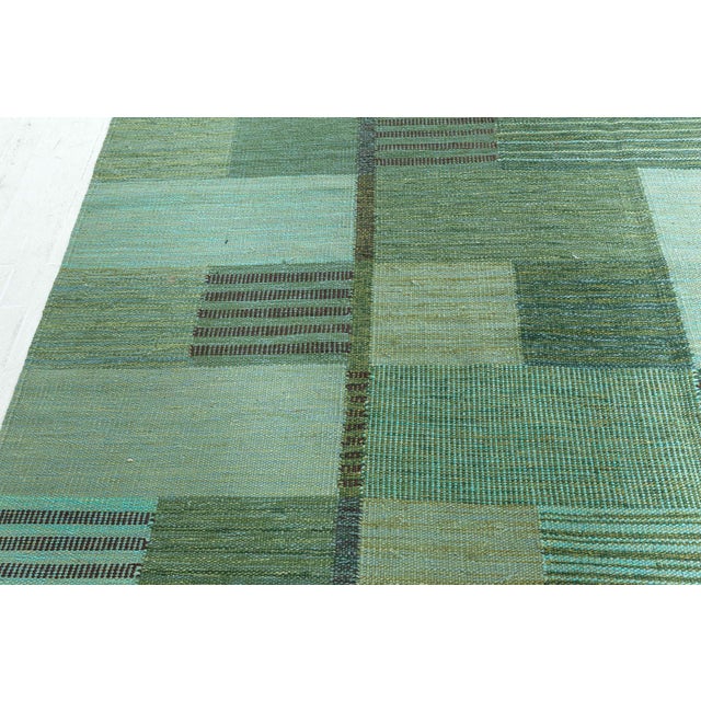 Light Green "Forest" Modern Scandinavian Sage Flatweave Oversized Rug by Doris Leslie Blau For Sale - Image 8 of 9