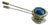 Vintage Mid Century Silver Tone Blue Faux Star Sapphire Cabochon Stick Pin For Sale