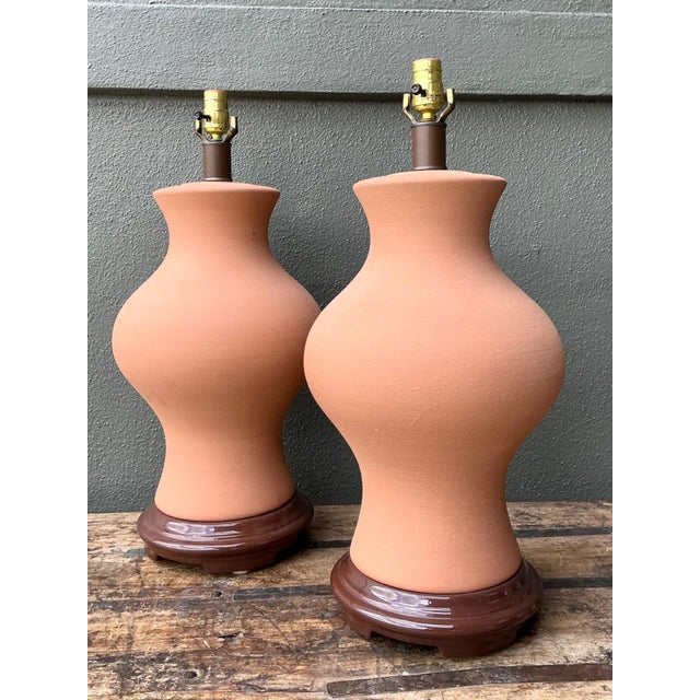 Vintage Terracotta Table Lamps - Pair For Sale - Image 4 of 18