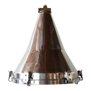 Vintage Industrial Steel & Aluminum Ship's Cargo Hanging Pendant Light For Sale