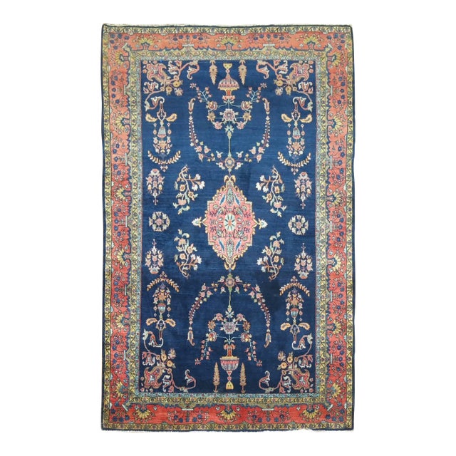 Exceptional Blue Antique Mohajeran Persian Sarouk Rug For Sale