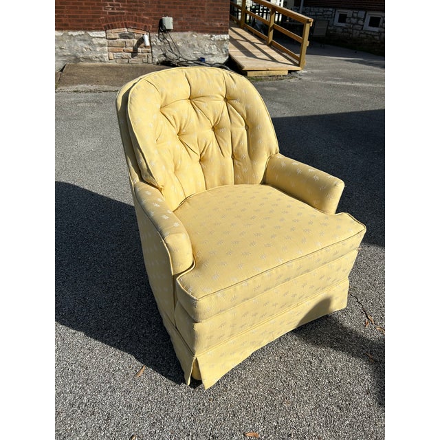Vintage Yellow Tufted Swivel Rocker With Removable Seat Cushion | Chairish