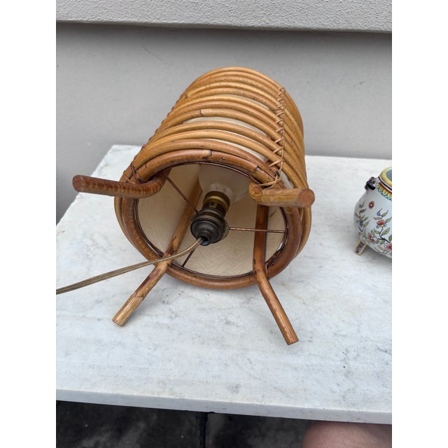 Mid-Century Modern French Rattan Lamp Louis Sognot, Circa 1950 For Sale - Image 3 of 3
