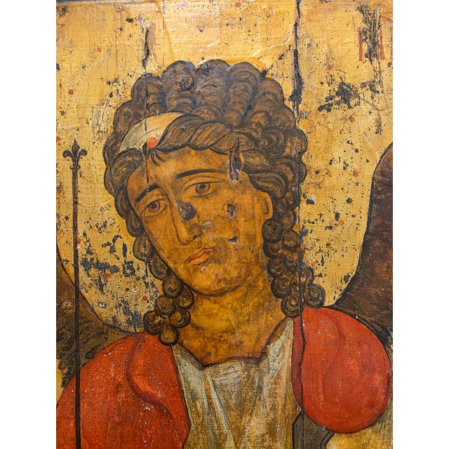 Monestary Icon Circa 1750 " St Michael " For Sale In Miami - Image 6 of 12
