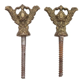 Pair of Victorian 3.187 In. Brass Mirror Screws For Sale