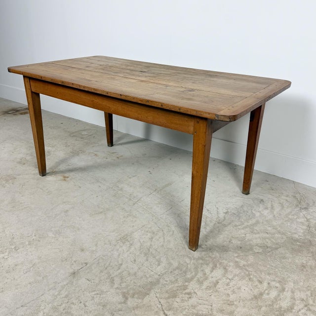 Antique French Farmhouse Cherrywood Dining Table with Drawer For Sale - Image 10 of 12