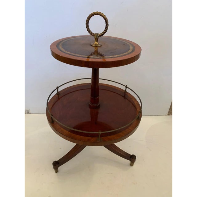 Antique 2 Tier Mahogany and Tooled Leather Side Table For Sale - Image 13 of 13