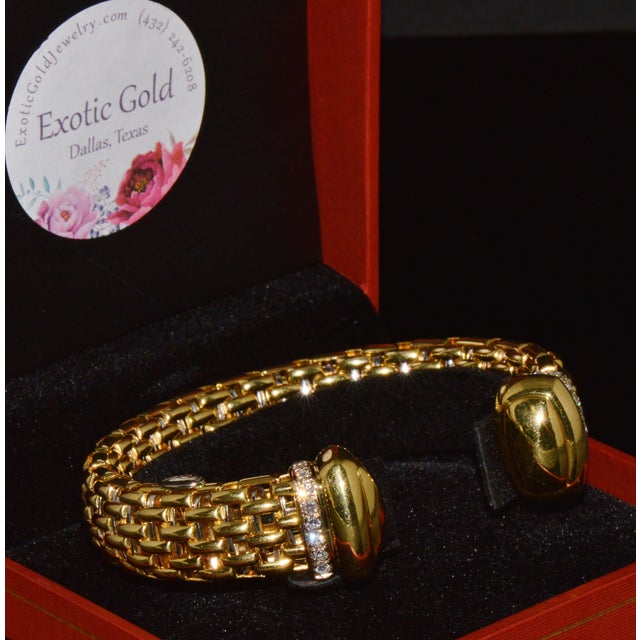 Rare Vintage Fope 1.00ct Natural Diamond Flex'it 18k Gold Open Cuff Bangle Bracelet For Sale - Image 13 of 13