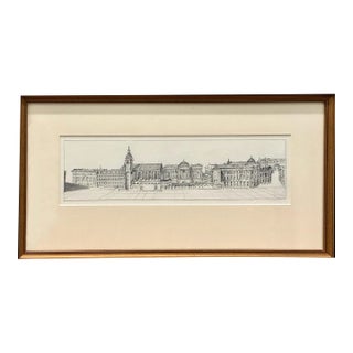 Vienna’s Hofburg in Graphite on Paper by Carole Doyle Peel (1934-2016) For Sale