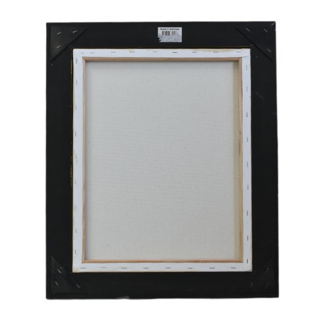 Original Blue Folk Art Chicken Hen Painting by Ruth Arenz Including the Antiqued Gold Wood Fame For Sale - Image 4 of 5