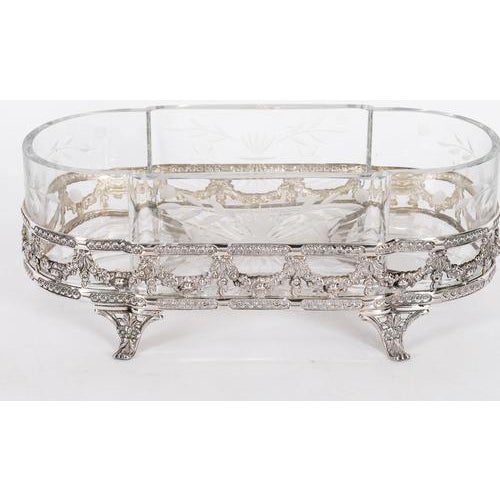 Gold Antique French Silver Plated Louis Revival Cut Crystal Centrepieces, 1860, Set of 2 For Sale - Image 8 of 18