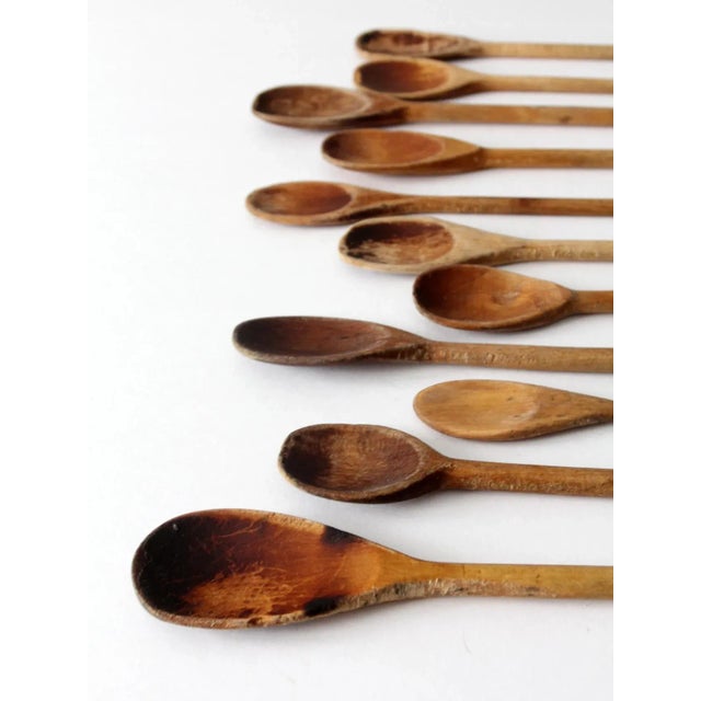 Vintage Wooden Kitchen Spoons Set of 11 For Sale - Image 4 of 12