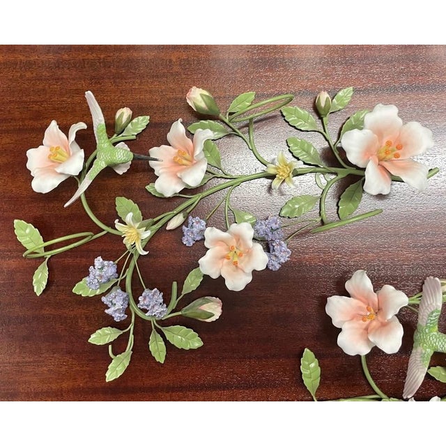 Vintage Porcelain and Tole Floral Candle Holder Wall Sconces - Set of 4 For Sale In Charleston - Image 6 of 11
