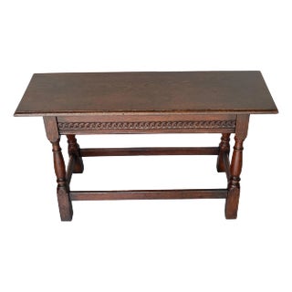 James II Style Carved Oak Bench/ Side Table, England, 1920s For Sale