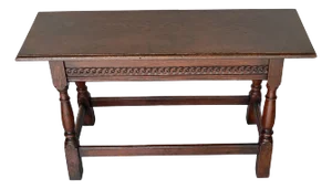James II Style Carved Oak Bench/ Side Table, England, 1920s