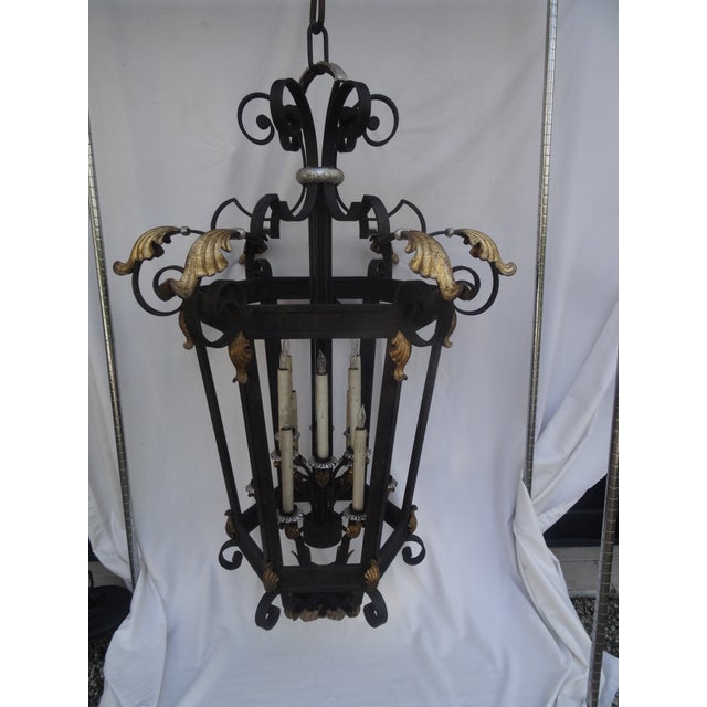 French 1990s French Iron Lantern in the Style of Paul Ferrante For Sale - Image 3 of 11