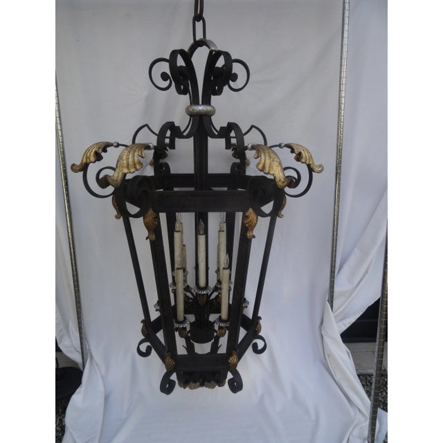 French Massive Paul Ferrante Style French Iron Lantern For Sale - Image 3 of 11