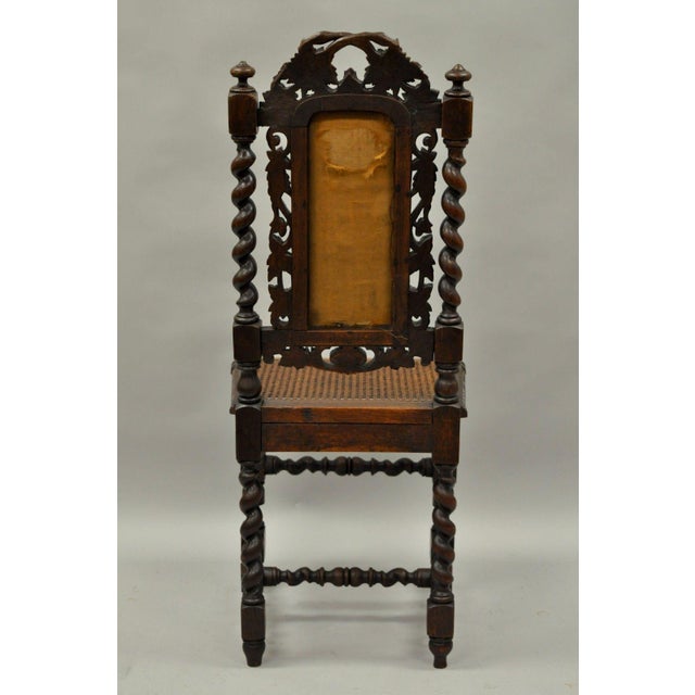 Black Forest Carved Oak Barley Twist Dining Chair | Chairish