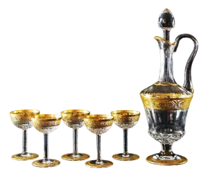 French Saint Louis Crystal Carafe with Sherry Glasses, 1930s, Set of 6