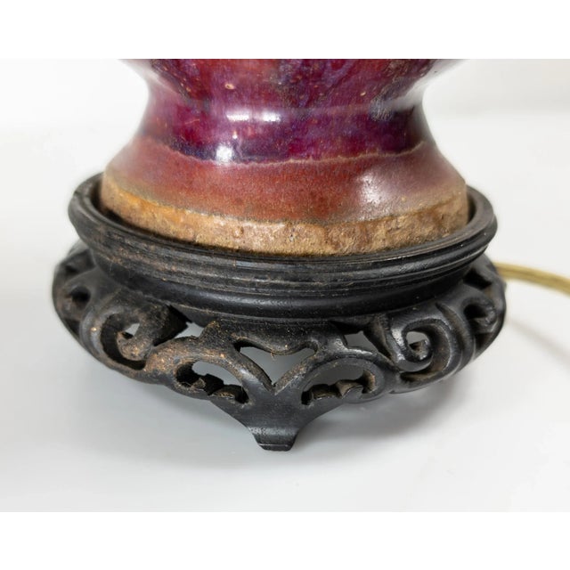 Mid-Century Chinese Style Flambe French or American Art Pottery Table Lamp For Sale - Image 12 of 17