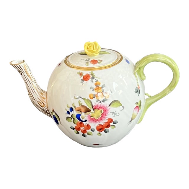 Herend Hungary Small Size Teapot Fruits and Flowers For Sale