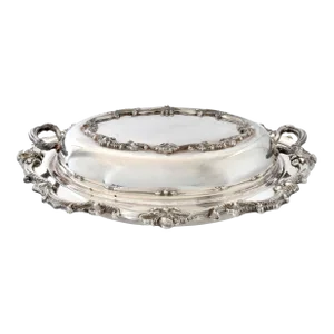Versatile English Silver-Plate Serving Dish with Glass Insert - 3 Pieces