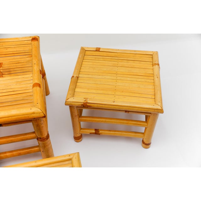 Mid-Century Modern Japanese Bamboo Nesting Tables, Japan, 1950s, Set of 5 For Sale - Image 9 of 11