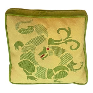 Vintage Needlepoint Dragon Pillow For Sale