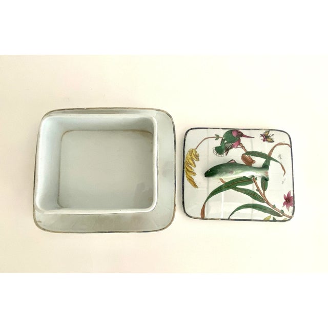 White Antique French Sardine Box Hand-Painted Porcelain For Sale - Image 8 of 9