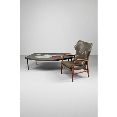Berthold Müller coffee table with brass legs. Berthold was an artist in the 2nd half of the 20th century. Besides...