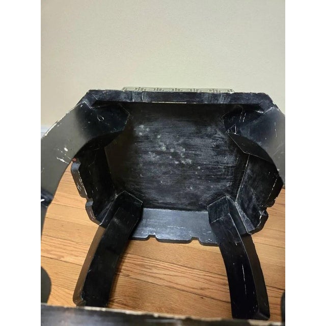 Pair of Vintage Chinese Black Lacquer Hand-Painted Stools or Side ...