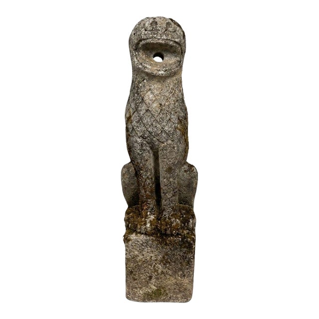 Vintage Weathered Cast Stone Lion Wall Fountain For Sale
