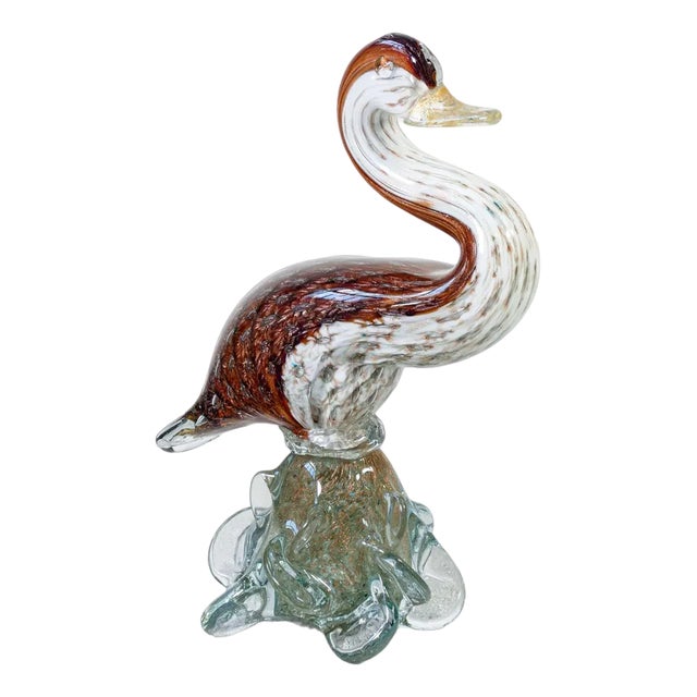 Murano Blown Glass Duck Sculpture For Sale